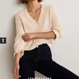 Boden Fluffy Pointelle Cardigan, size 6, cream color